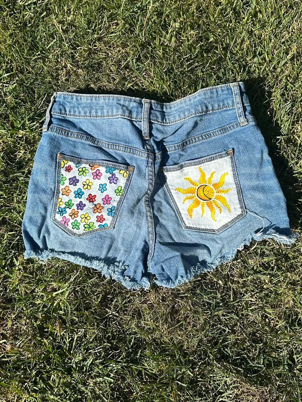 hand painted denim shorts